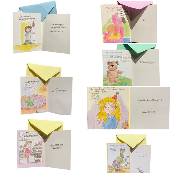 32 New Funny Vintage Characters Miss You Get Well Birthday Greeting Cards Env - Picture 1 of 8